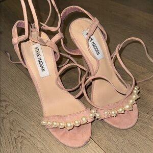Steve Madden Leigh Blush Pearl-Adorned Heels